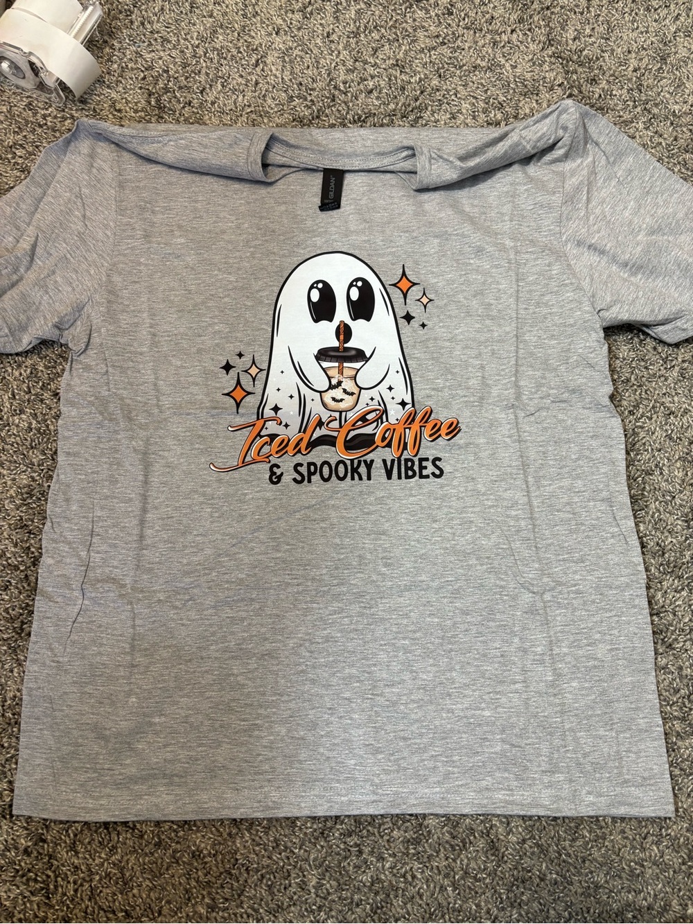 Iced Coffee & Spooky Vibes women’s  Graphic Tee - Gray